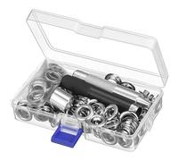 Grommet Kit Oeillet, 12 mm Trousse à œillets Outils Metal Ensembles Oeillets 100 Set Kit d'Oeillets Oeillets pour Baches pour Couture Toile Bâche Tente de Réparation, 1/2 Pouce Argent