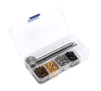 Grommets Kit d'outils en métal S 2 mm Cuivre plaqué - Lacets de fixation - Œillets en laiton et ceinture Boucles pour les yeux avec boîte de rangement en plastique - Outil de réglage Punch pour