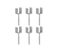 Grondankers 6 st 8x6x30 cm gegalvaniseerd staal zilverkleurig145314