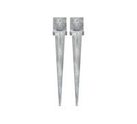 Grondpinnen 2 st 14x14x91 cm gegalvaniseerd staal zilverkleurig145427