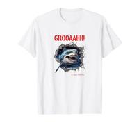 GROOAAHH! Alarme Requin Dangereux comme Un Requin T-Shirt Graphique avec Valeur, Homme, Blanc, M