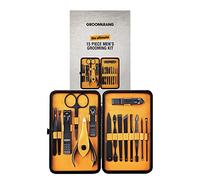 Groomarang Kit de manucure pour homme 15 pièces - Coupe-ongles en acier inoxydable et outils de toilettage avec étui de voyage luxueux