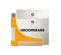 Groomarang Outil de façonnage de barbe pour le décolleté, la ligne des joues et la mâchoire - Comprend un pochoir à barbe, un peigne à barbe à double extrémité et une extrémité de brosse