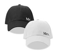 GroomBrideGifts Casquette de Baseball réglable en Coton lavé brodé 3D pour Jeunes mariés, Centre Droit - Mr & Mrs, 7-8