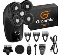 GROOMIE BaldiePro Rasoir Rotatif pour la Tête électrique pour Homme & Femme - Rasoir pour Crâne Rasé 10 000 RPM Lames Têtes Rotatives, IPX7 Wet&Dry Têtes Chauves, Tondeuse Oreilles & Nez Rechargeable