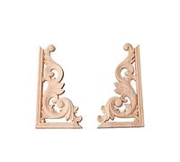 GROOMY 1 Paire en Bois Sculpté Coin Onlay Applique Cadre Décor Meubles Artisanat Non Peint À La Maison Décor