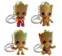 Groot Porte Clef, 4 Pièces Baby Groot Porte Clé manga, Groot Keychain Pendentif, Groot Figurine Porte Clef d'Action du Film Classique, Groot Accessoire Cadeau pour Fans, Adultes et Enfants