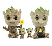 Groot Pot de Fleurs Arbre Succulent Mignon - Plantes Avec Trou pour Stylo Tenue - Parents et Baby Groot Model Toy - Cadeau d'Anniversaire pour Les Enfants