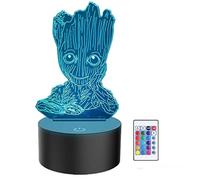 Groot Veilleuse 3D pour enfants, 7 couleurs, illusion d'optique, 16 couleurs changeantes avec télécommande, cadeau d'anniversaire pour bébé, lumière incroyable (groot)