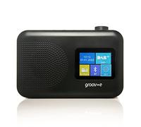 Groov-e Berlin Radio numérique Dab & FM - Écran Couleur LCD - Réveil intégré et connectivité Bluetooth - Fonctionne sur Secteur ou à Piles - Radio Portable - 60 Stations préréglées - Noir
