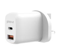 Groov-e Dual USB-C & USB-A Mains Charger 20W Power Delivery - White Marque