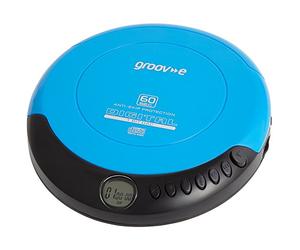 Groov-e GVPS110BE Lecteur CD Personnel rétro avec mémoire programmable 20 Pistes, écran LCD, Protection antidérapante et écouteurs Inclus Bleu