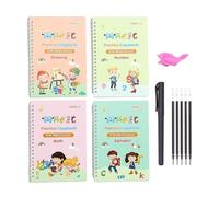 Groove Lot de 4 cahiers d'écriture avec 1 porte-crayon standard, 5 stylos et 1 porte-crayon, livre de lettres réutilisable