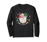 Groovy and Bright Santa Claus Peace Love Christmas Hippie Manche Longue