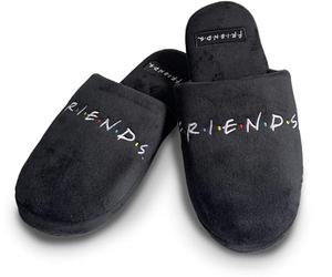 Groovy Chaussons mules pour femme avec logo Uk Friends - Noir et blanc - Pointure 38/40