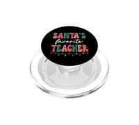 Groovy Christmas Lights Santa's Favorite Teacher PopSockets PopGrip pour MagSafe