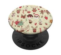 Groovy Christmas Père Noël Bonhomme de Neige Renne café années 60 Boho PopSockets PopGrip Adhésif