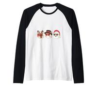 Groovy Christmas Père Noël Renne Bonhomme de Neige rétro années 70 Vintage Manche Raglan