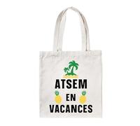 Groovy crea Cadeau atsem fin d'année scolaire - Tote bag atsem en vacances - idée cadeau original atsem noël - Sac cabas atsem personnalisé