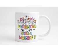 Groovy crea Cadeau retraite femme humour - mug retraite humour - Retraité en 2025 vive la liberté - départ retraite mamie - bonne retraite collègue