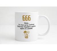 Groovy crea Mug 666 humour spirituel - Tasse drôle café - Cadeau original femme homme collègue - Numérologie, ange, apéro fun