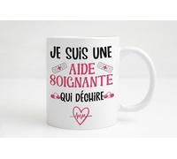 Groovy crea Mug aide soignante humour - Meilleure aide soignante tasse - Cadeau personnalisée femme métier de la santé noël anniversaire- Je suis une aide qui déchire