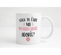 Groovy crea Mug demande marraine - Veux tu être ma marraine adorée ? - Cadeau naissance - annonce marraine - cadeau personnalisé marraine