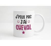 Groovy crea Mug Équitation - J’peux pas j’ai cheval - Cadeau cavalière humour - Tasse passion cheval rose - Idée cadeau équitation pour cavalière, monitrice, club poney