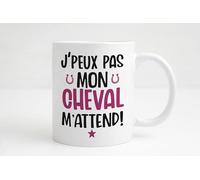 Groovy crea Mug Équitation - J’peux pas mon cheval m’attend - Cadeau cavalière humour - Tasse passion cheval rose - Idée cadeau équitation, propriétaire de cheval, monitrice