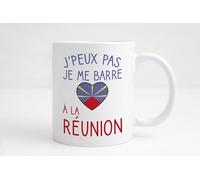 Groovy crea Mug J’peux Pas Je Me Barre à La Réunion - Tasse Cœur Drapeau Île DOM-TOM - Cadeau Amour Voyage Humour Vacances