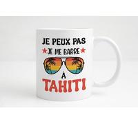 Groovy crea Mug J’peux pas je me barre à Tahiti - Tasse humour voyage Polynésie - Cadeau original café thé vacances