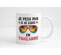 Groovy crea Mug J’peux pas je me barre en Thaïlande - Tasse humour voyage Asie - Cadeau original café thé vacances