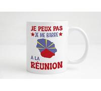 Groovy crea Mug Je Peux Pas Je Me Barre à La Réunion - Tasse Carte Île DOM-TOM - Cadeau Voyage Humour Vacances Soleil