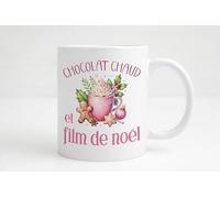 Groovy crea Mug noël, tasse noël rose, chocolat chaud et film de noël, mug chocolat chaud chamallows au coin de la cheminée, soirée cocooning devant un film de noël, tasse a café latte noël.
