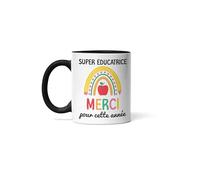 Groovy crea Mug super éducatrice merci pour cette année - Cadeau fin d'année scolaire éducatrice de jeunes enfants - Idée cadeau original educatrice spécialisée poignée noire