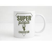 Groovy crea Mug Super Papa Chasseur - Cadeau Fête des Pères ou Anniversaire - Tasse Humour Passion Chasse - Idée Cadeau Originale homme Cerf Nature Forêt