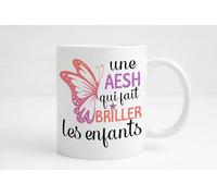 Groovy crea Mug Une AESH qui fait briller les enfants - Cadeau Fin d’Année Scolaire - Tasse Merci AESH avec Papillon - Idée Cadeau Touchante, AVS, École, Maternelle
