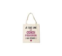 Groovy crea Tote Bag Coach d'Équitation - Je suis une coach qui déchire - Cadeau équitation femme cavalière - Sac cavalière cheval rose - Idée cadeau fin d’année ou anniversaire