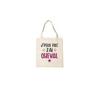 Groovy crea Tote Bag Équitation - J’peux pas j’ai cheval - Sac cavalière humour - Cabas cheval rose - Idée cadeau équitation, passion cavalière, monitrice d’équitation, club poney