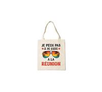 Groovy crea Tote Bag Je Peux Pas Je Me Barre à La Réunion - Sac Cabas Humour Voyage - Souvenir Réunion - Cadeau réunionnais 974 - Sac de plage original pour l’océan Indien