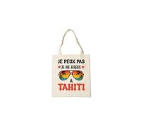 Groovy crea Tote Bag Je Peux Pas Je Me Barre à Tahiti - Sac Cabas Humour Voyage - Souvenir Tahiti - Cadeau tahitien - Sac de plage original pour la Polynésie