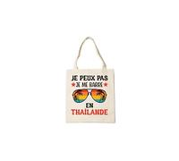 Groovy crea Tote Bag Je Peux Pas Je Me Barre en Thaïlande - Sac Cabas Humour Voyage - Souvenir Thaïlande - Cadeau thaïlandais - Sac de plage original pour l’Asie