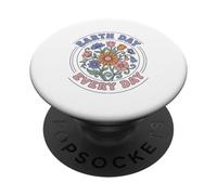 Groovy Earth Day Every Day, Style Floral rétro des années 70 PopSockets PopGrip Adhésif