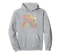 Groovy Floral Here Comes Trouble Sweat à Capuche