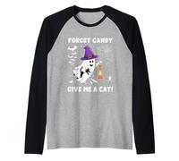 Groovy Forget Candy Give Me A Cat Ghost Tenant Un Chat Noir Manche Raglan