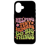 Groovy Helping Tiny Humans Do Big Things Teacher Retro années 70 Coque pour iPhone 16