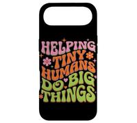 Groovy Helping Tiny Humans Do Big Things Teacher Retro années 70 Coque pour iPhone Air