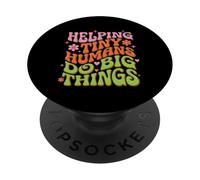 Groovy Helping Tiny Humans Do Big Things Teacher Retro années 70 PopSockets PopGrip Adhésif