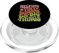 Groovy Helping Tiny Humans Do Big Things Teacher Retro années 70 PopSockets PopGrip pour MagSafe
