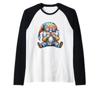 Groovy Hippie GNOME with Harmonica for Adults Funny Dad Life Manche Raglan